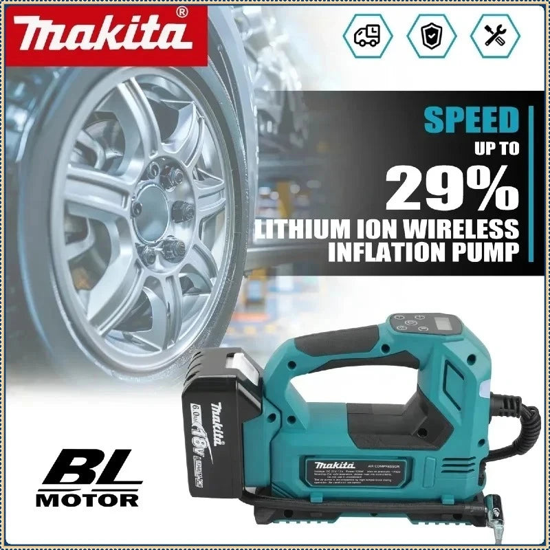 Makita Portable Cordless Tire Inflator Electric Air Pump with Digital Display Screen Air Compressor For Car Bicycle Tires Ball