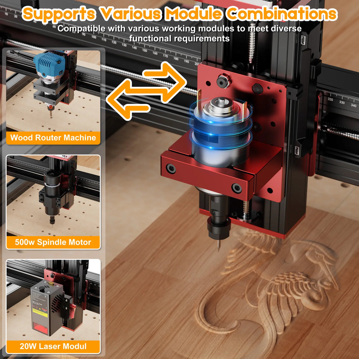 Twotrees 3-Axis/4-Axis CNC Router Milling Cutting Machine TTC450 PRO  Jewelry Engraver For Wood Acrylic PCB PVC MDF Metal