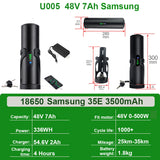 Mini Bottle EBike Battery 36V 10.5Ah 9Ah 48V 7Ah San-yo 18650 Li-ion Battery Pack for Bafang TSDZ2 250W 350W 500W Motor
