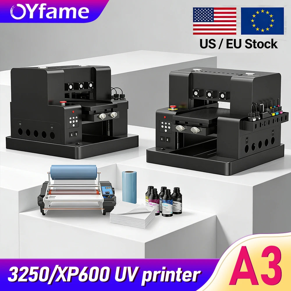 OYfame A3 A4 UV Flatbed Printer | With L805 XP600 Print Head | For Phone Cases Bottles Acrylic Pens  EU & US Stock Available