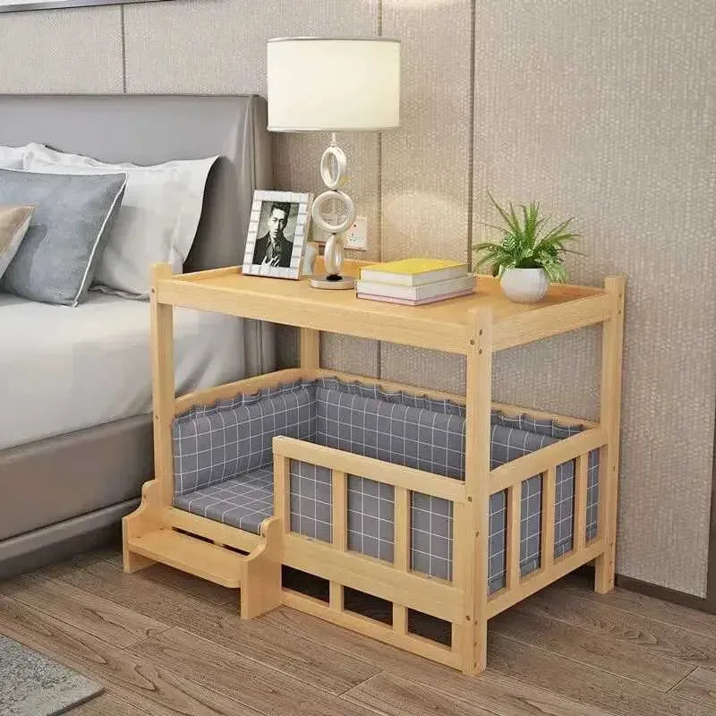 Solid Wood Dog House Dog Bed Smooth Polished Teddy Dog House Golden Retriever Detachable Pet Bed Solid Wood Cat Bed