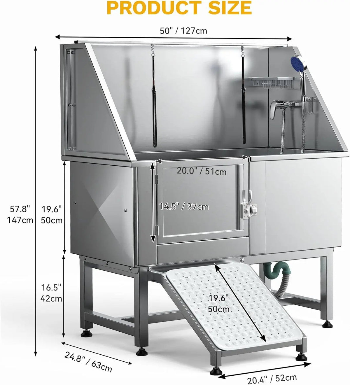 Pet stainless steel bath bath bath pet store large dog special bathtub durable non-slip