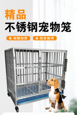Stainless steel dog cage indoor foldable portable medium and large dog pet cage with tray square tube dog cage breeding