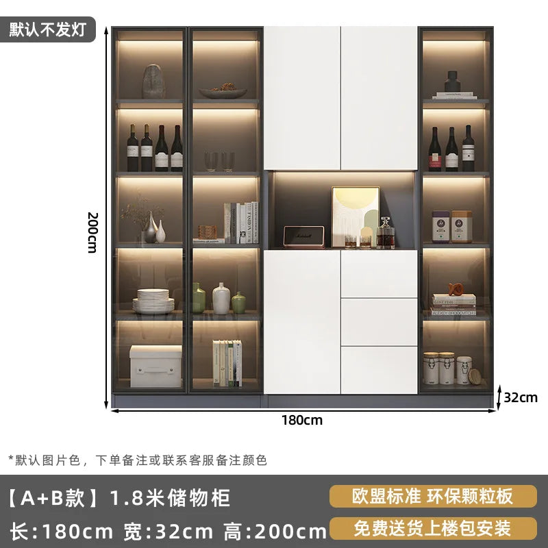 Customized sideboards, high cabinets, light luxury, modern living room storage cabinets, wine cabinets, integrated wall-walled