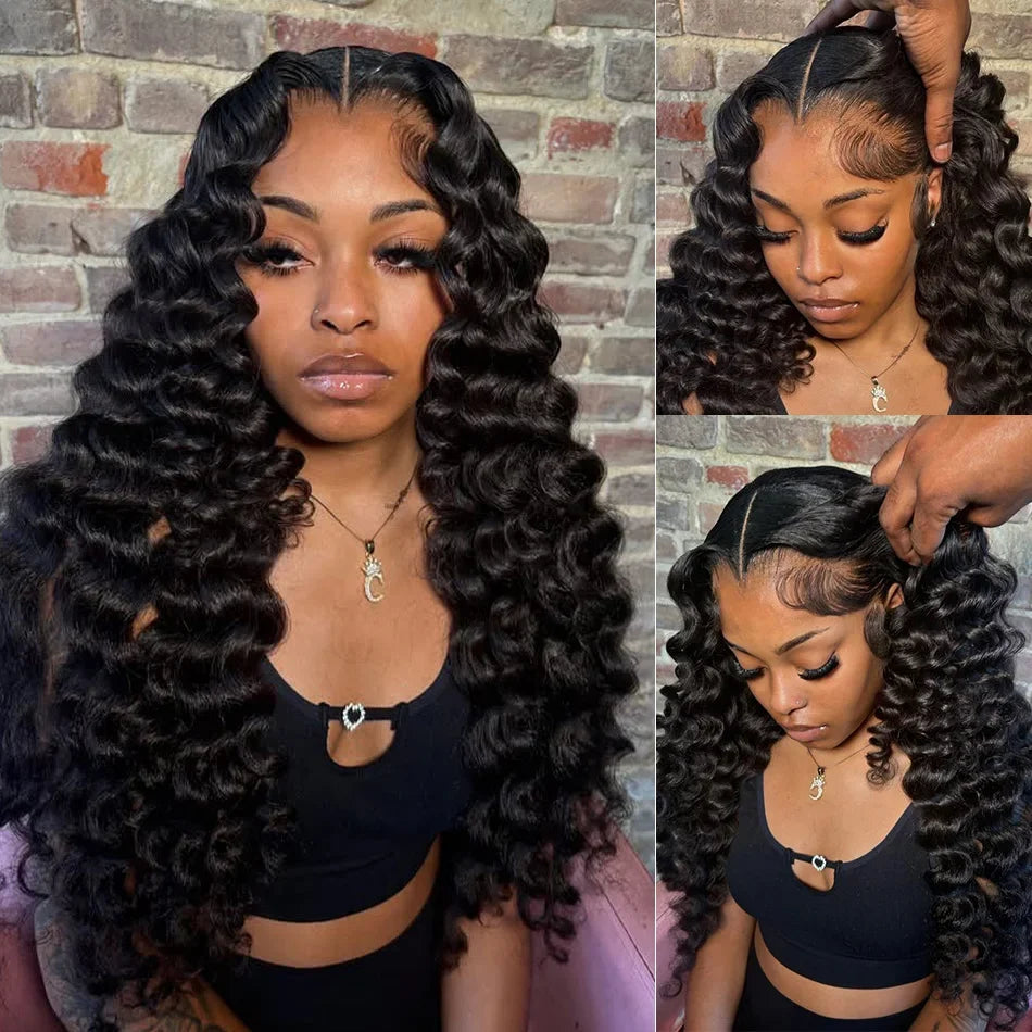 250 Density 100% Human Hair Loose Deep Wave 13x6 Lace Front Wigs 30 40 Inch Curly Water HD 13x4 Lace Frontal Wig Brazilian Black