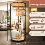 Drop-shipping Luxurious Cat Villa With Large Free Space Round Toilet Integrated Cabinet Living Room Cat House