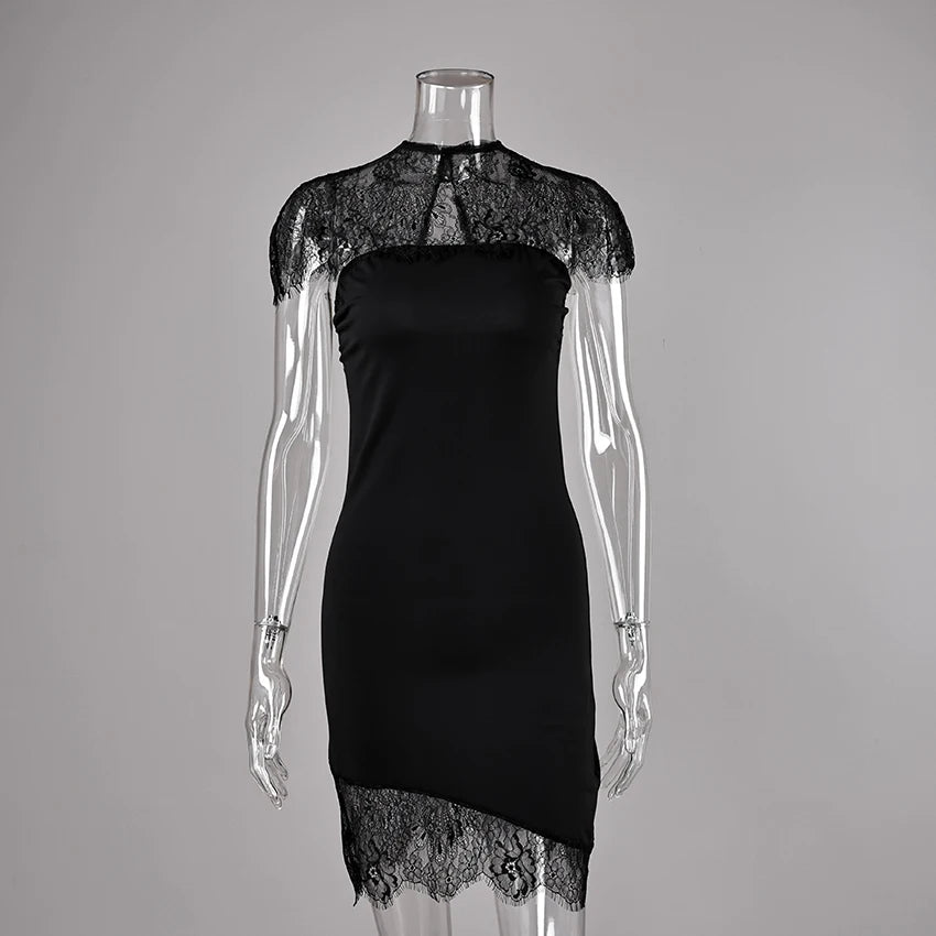 Linad Sexy White Off The Shoulder Mini Dress Spring Elegant Lace High Waist Asymmetrical Dresses Fashion Slim Dress Women 2026