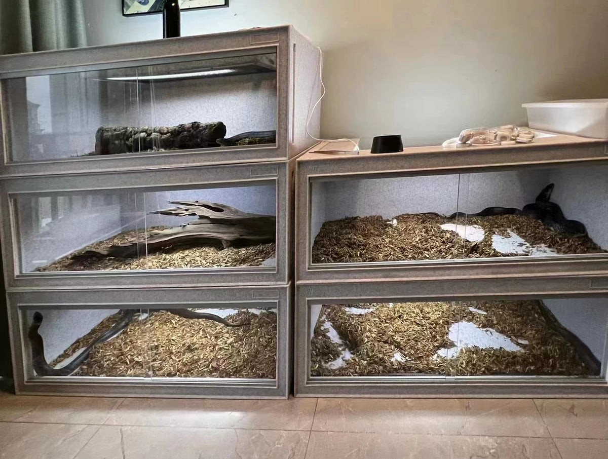 120cm Snake Cage Reptile Terrarium with Belt Closure Made of Glass and Plastic Packed in Box with Plastic Tray