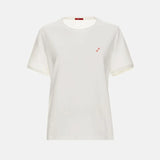 CH Women's Crew Neck T Shirt Mini Letter Print Short Sleeve Soft Cotton Slim Fit Daily Wear Casual Fashion Tops