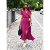 Printed Dress 2025 Summer V-neck Split Fork Medium and Long Group European and American Cross-border Women's Clothing