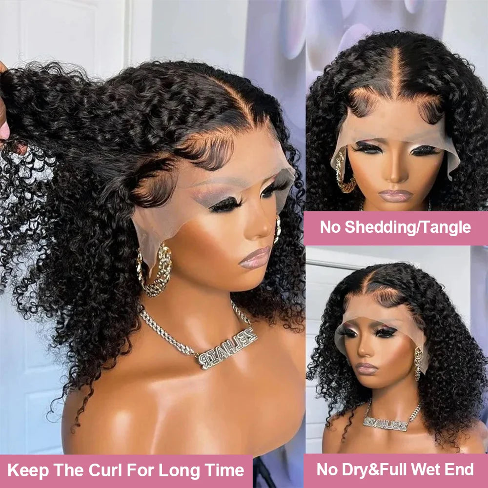Short Water Curly Bob Wig Human Hair 100% 7x5 13x4 Ready To Wear And Go Glueless Wigs 13x6 HD Deep Wave Frontal Wigs For Women
