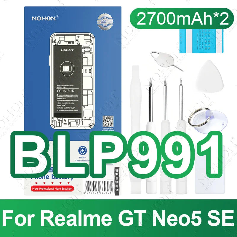 NOHON BLP985 BLP919 BLP887 BLP849 Battery For OPPO Realme GT Neo 5 3 2 5G 2T Replacement Phone Batteries