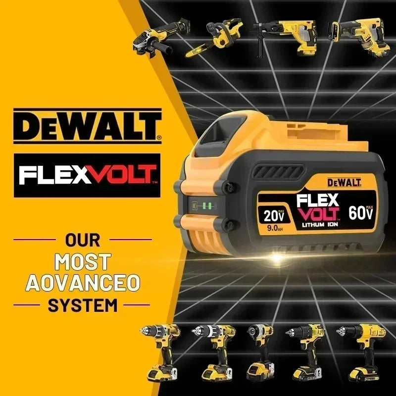Original DeWALT 20V/60V 9Ah MAX FlexVolt Battery，for DCB606 DCB609 DCB205 DCB206 DCB182 Power Tool Replacement Battery.