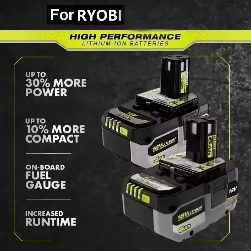 For RYOBI high-performance lithium battery 18V no memory effect, low self discharge, suitable for all tools P108,P109
