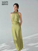 Elegant Jacquard Maxi Dress Chinese Style Sleeveless Long Dress Slim Draped Cut Vintage Inspired Outfit Women Autumn Casual Wear