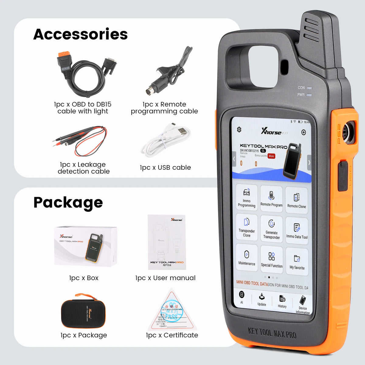Xhorse VVDI Key Tool Max Pro with MINI OBD Tool Function Work with DOLPHIN XP-005, XP005L, Condor MINI Plus, MINI Plus II