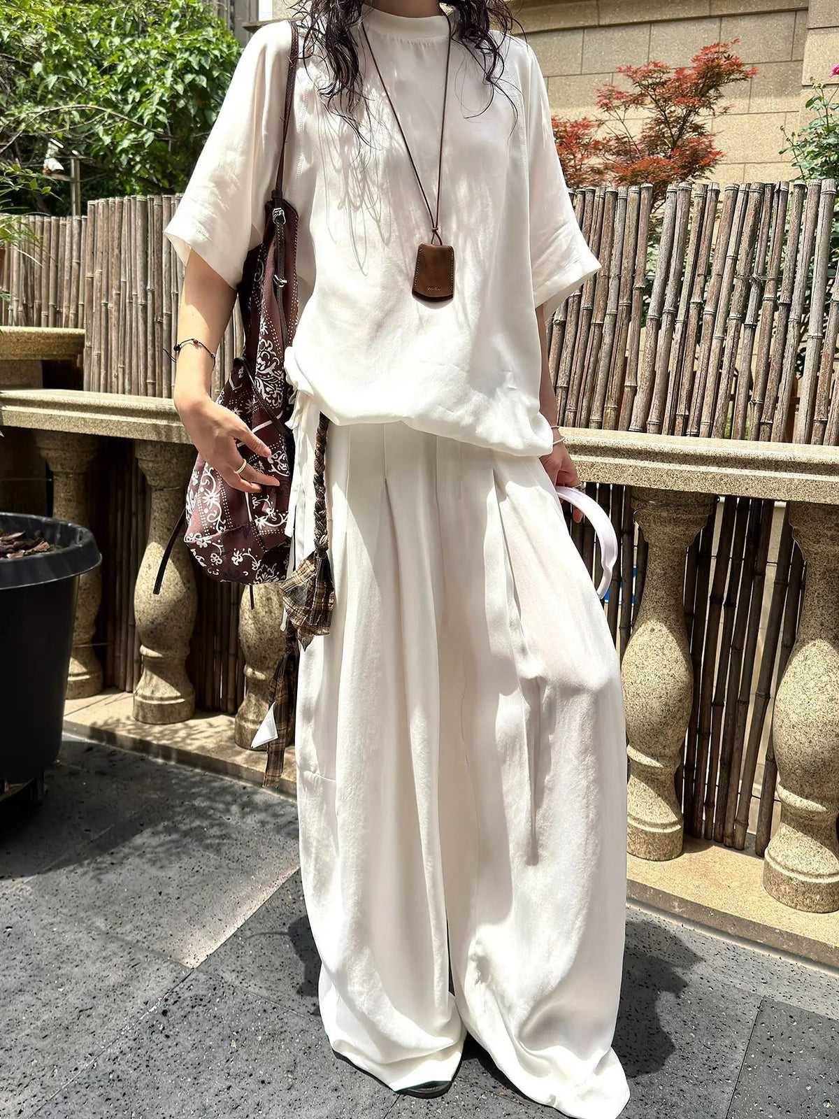 Summer Women's Casual Solid Color Round Neck Short Sleeved Loose T-Shirt