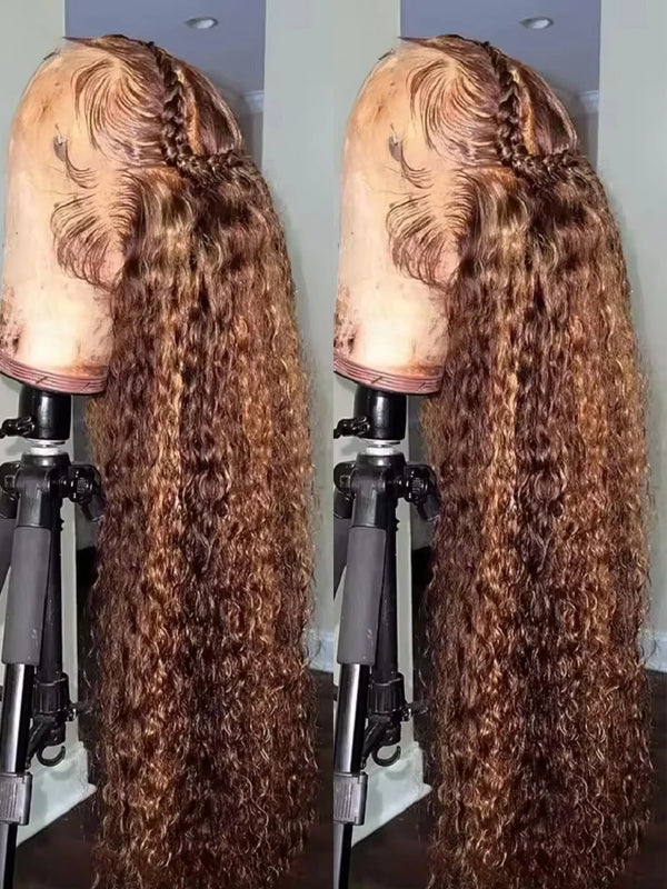 40 42 Inch Highlight Deep Wave 13x6 HD Lace Frontal Wig Human Hair Honey
