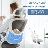 JHK Mesh Ergonomic Office Computer Desk Chair Flip-up Arms Adjustable Headrests Comfortable Lumbar Support For Home Office