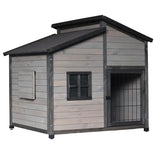 Solid wood outdoor courtyard sun protection rain protection dog house large medium dog villa wood