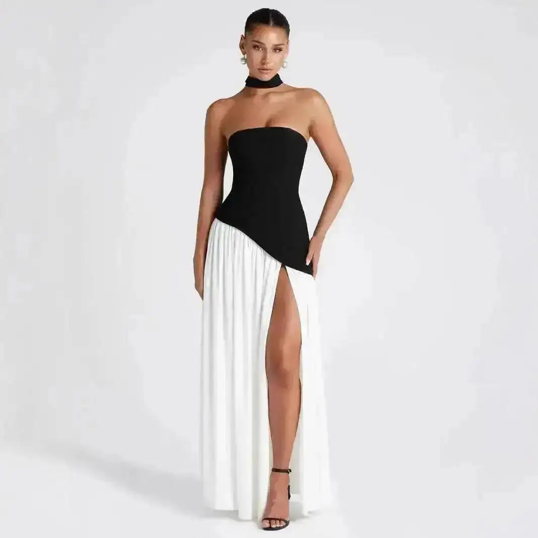 Giyu Sexy Evening Party Dresses Women 2026 Autumn Summer Maxi Long Dress Elegant Strapless Split Backless Pleated Dress