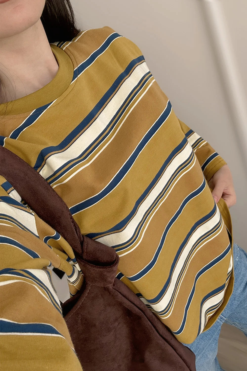 Hirsionsan Long Sleeve Striped T Shirt Women 2025 Spring autumn Oversized 100% Cotton Tshirts Female Casual Chic Tees Girls Tops
