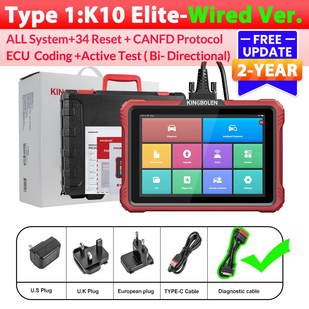 KINGBOLEN K10 PRO K10 Elite CANFD DoIP All System Diagnostic Tools 41 Reset Topology Map ECU Coding Bi directional 2 Years Free
