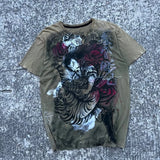 Affliction Wu Song Fights the Tiger T-shirt Men China Style Retro Gothic Short Sleeves Y2K Street Tops