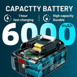 Genuine Makita 18V 6Ah 5Ah Rechargeable Battery for Makita Power Tools Li-ion Replacement 18v Battery+charger+Electric Drill