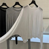 New Modal Long T-shirt Women Summer Korean Style Sun Protection Soft Skin Shirt Loose Outerwear Air Conditioner Clothing