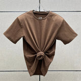 Women's t-shirt 2025 summer New elastic knitted short sleeved top 3D flower decorated round neck pullover pure cotton crop top