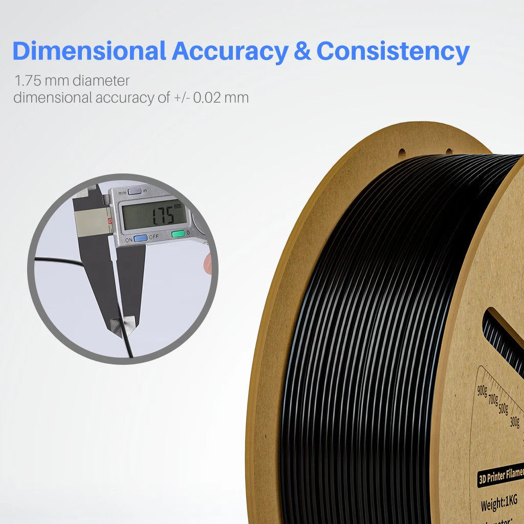 ELEGOO PLA Plus 10kg Filament 1.75mm Black 3D Printing Material Dimensional Accuracy +/- 0.02 mm Fits Most FDM 3D Printers