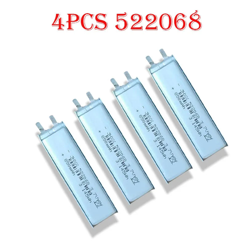 New Original 522068 3.7V 850mAh Rechargeable Polymer Lithium Battery Electronic Products Small Fan Digital LED Light MP3 MP4