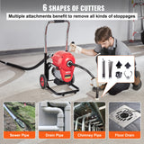 SucceBuy Drain Cleaner Machine 120FT 6/5 Inch 1100W Electric Sewer Snake Auger Manual Feed CW/CCW Control Pipe Cleaning Machine