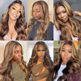 220% Density Lace Front Wigs Human Hair Body Wave P4/27 Highlight 13x4 13x6 HD Lace Frontal Colored 40 46 Inch Human Wig