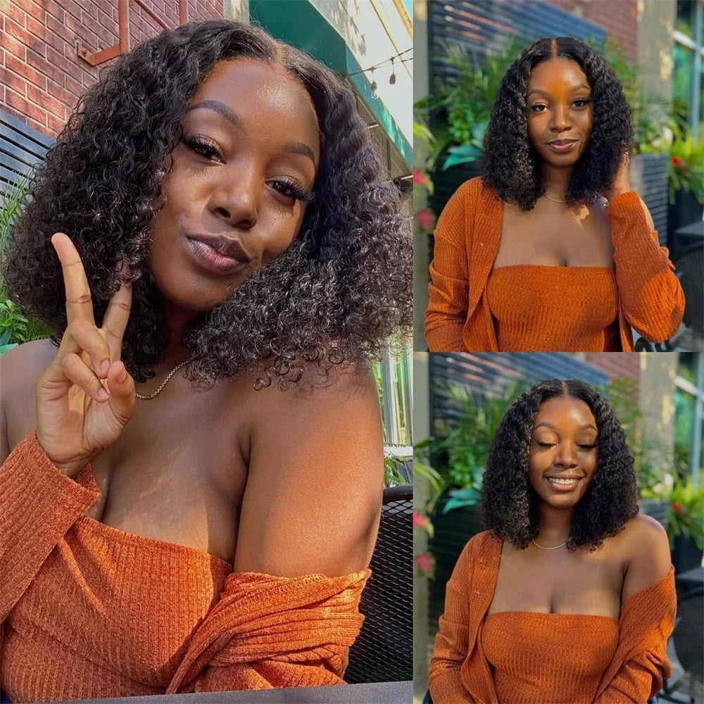 Curly Bob Wig Human Hair 4x4 HD Lace Glueless Wig Deep Wave Pre Plucked 5x5 Glueless Bob Wigs Brazilian Human Hair Ready To Wear