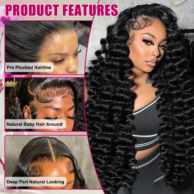 Loose Deep 13x6 Lace Front Human Hair Wig 30 40 Inches Brazilian Water