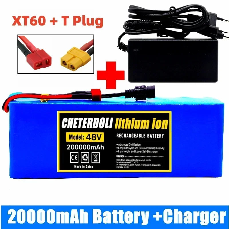 13S3P 20Ah Lithium-ion Battery Pack 48V 20000mAh with 250W 350W 500W 750W 1000W BMS for 54.6V E-bike Electric Bicycle Scooter
