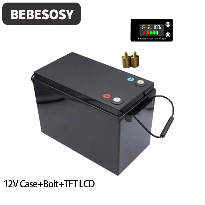 Case 12V 280AH DIY Battery Case Portable Battery Box 230AH 4S Optional 200A BMS 2A Active Balance TFT LCD Tape Bolt For RV