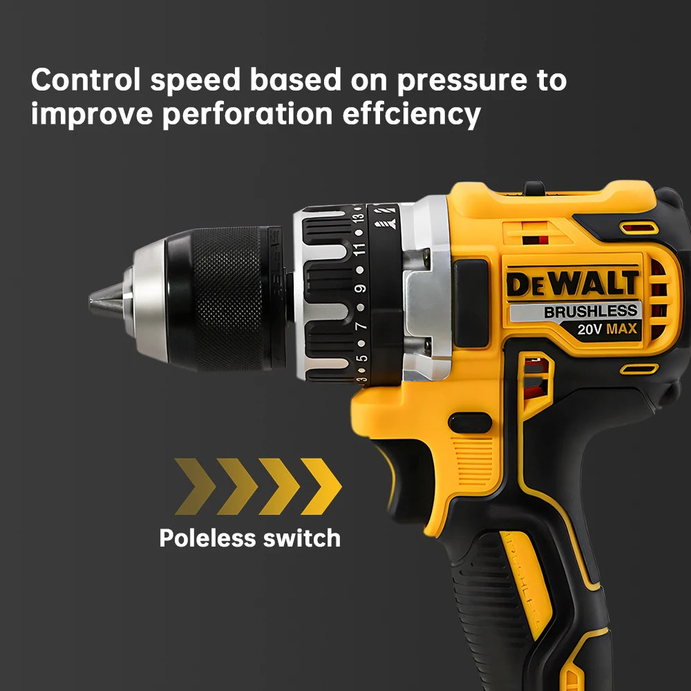 DEWALT DCD796 Compact Cordless Brushless Impact Drill 20V Battery Multi-functional Electric Power Tool with LED Light