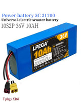 10S2P 21700 5C power lithium battery pack 36V 100% 10.0Ah rechargeable 500W for electric scooters, bicycles, motorcycles