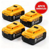 20V MAX 8Ah Battery Pack Compatible with DeWalt DCB200 DCB204 DCB205 DCB206, Lithium Ion Replacement Battery for Cordless Power Tools, 4-Pack