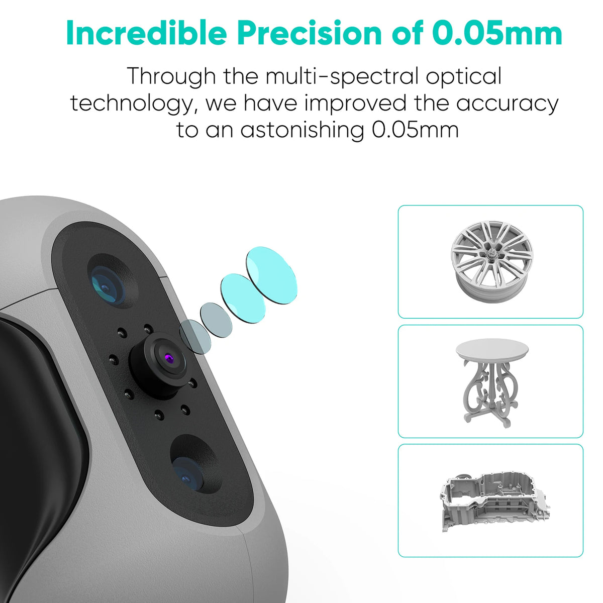 3DMakerpro Mole Premium Handheld 3D Scanner for 3D Printer 0.05mm Accuracy & 0.1mm Resolution 10FPS Scanning Black Objects