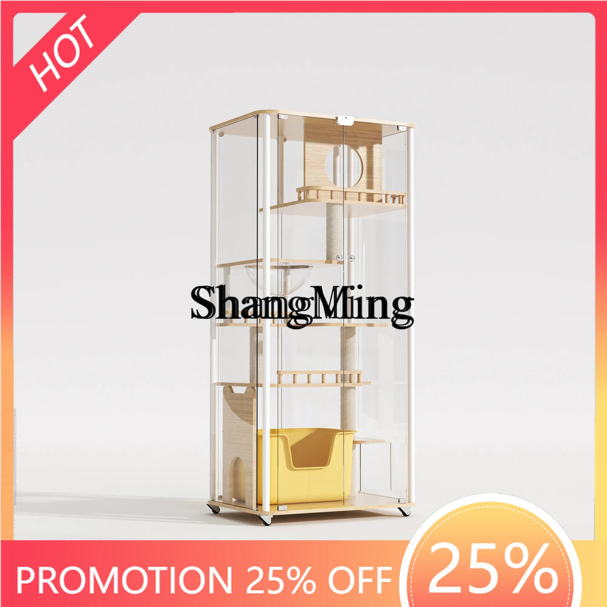 ZYY household advanced sense solid wood cat cage house balcony indoor panoramic glass cabinet