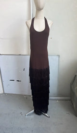 Sexy Tassel Patchwork Slim Fit Halter Neck Dress Women's Sleeveless Backless Bodycon Dresses 2026 Summer Vacation Party Vestidos
