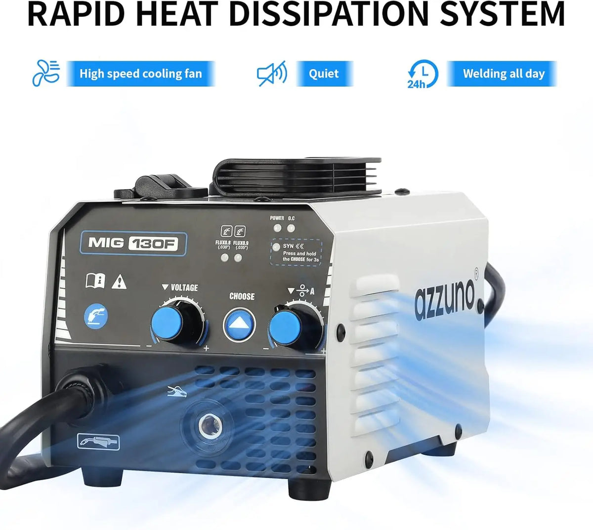 130Amp MIG Welder, 110V Gasless IGBT Inverter, Portable Wire Feed Machine for DIY and Home Use