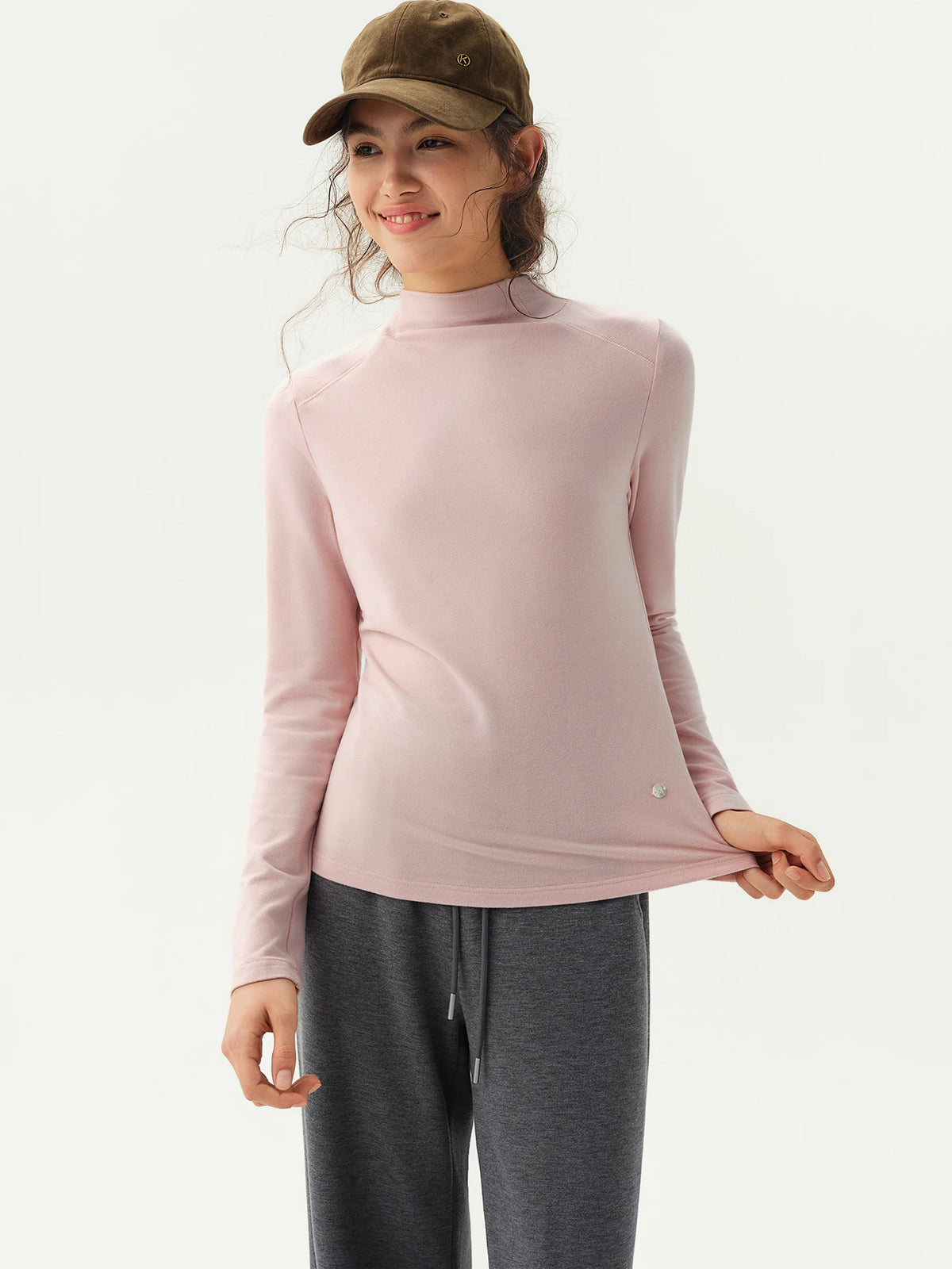 DUSHU Soft and Cozy High-neck Long-sleeved T-shirt Women New for Winter 2026 Simple Modal Versatile Solid Slimming Base Layer