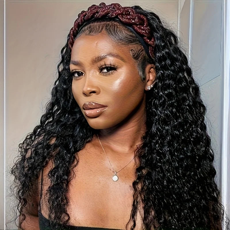 Human Hair 200% Density Headband Wig Human Hair Wigs Wear and Go