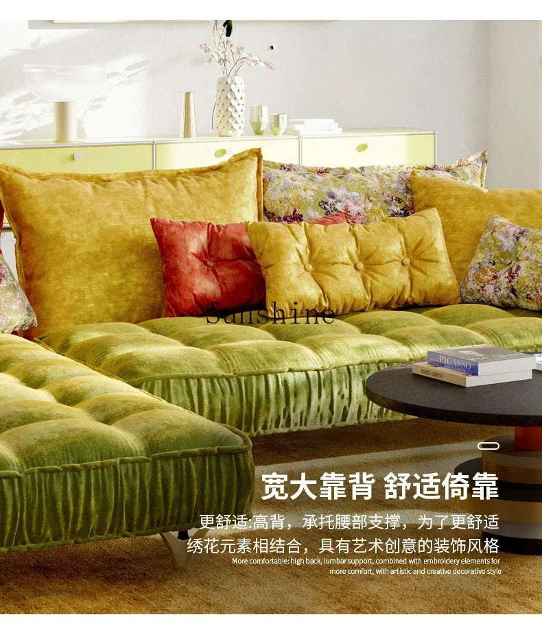 Sofa living room retro pattern high-end villa corner combination fabric sofa