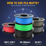 JAYO PLA Matte 3D Printer Filament 1.75mm+/-0.02mm 5/10Rolls 100% No Bubble Non-toxic3D Printing Materials for 3D Printer& Pen